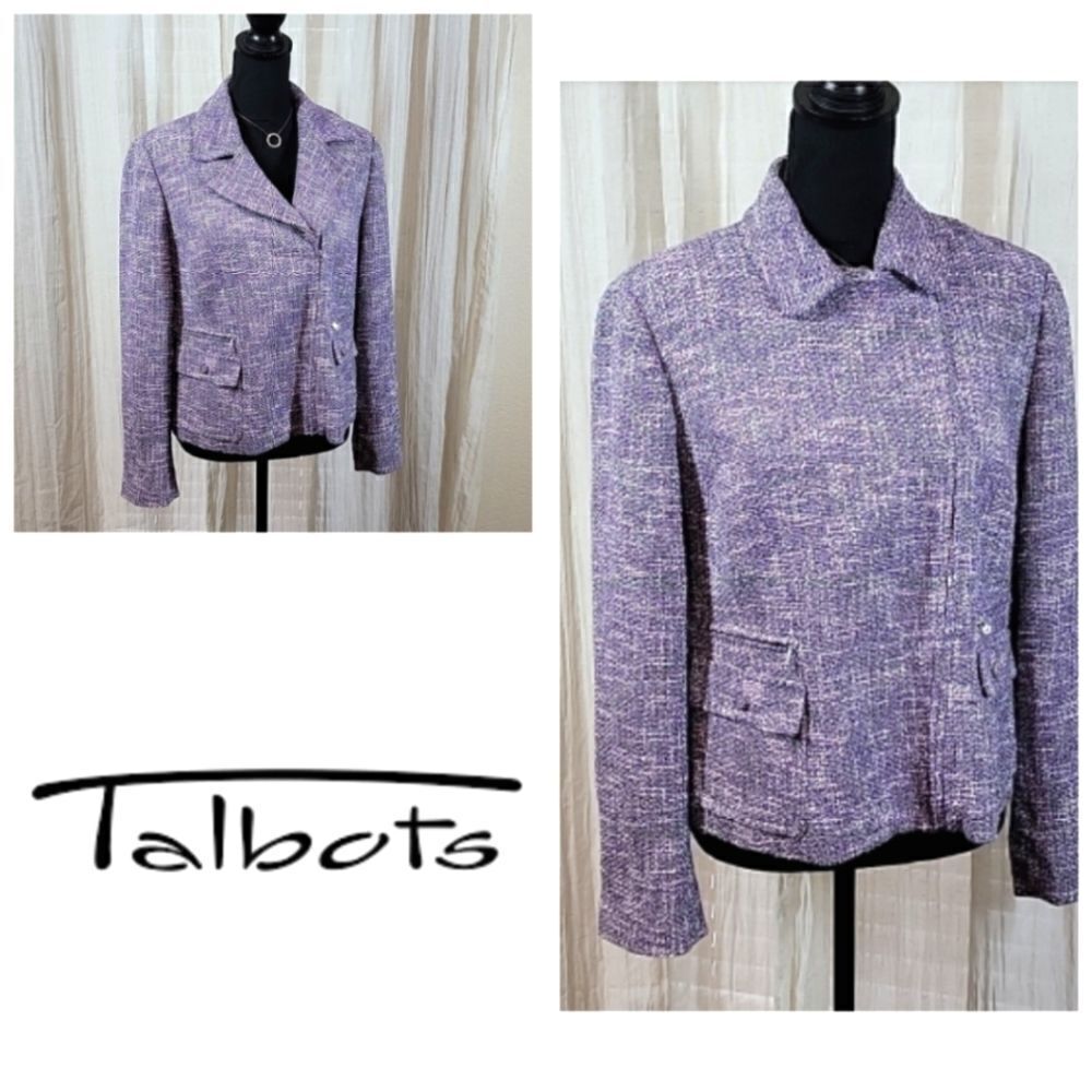 Talbots Purple Tweed Moto Jacket/Blazer